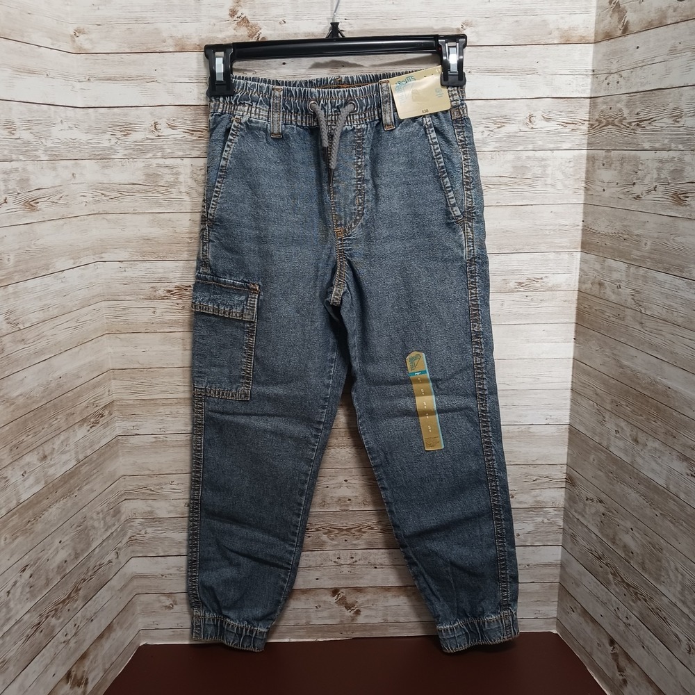 There Abouts Boy's Jogger Jeans Vintage Wash Sz S8 Draw String Comfort Waist NWT